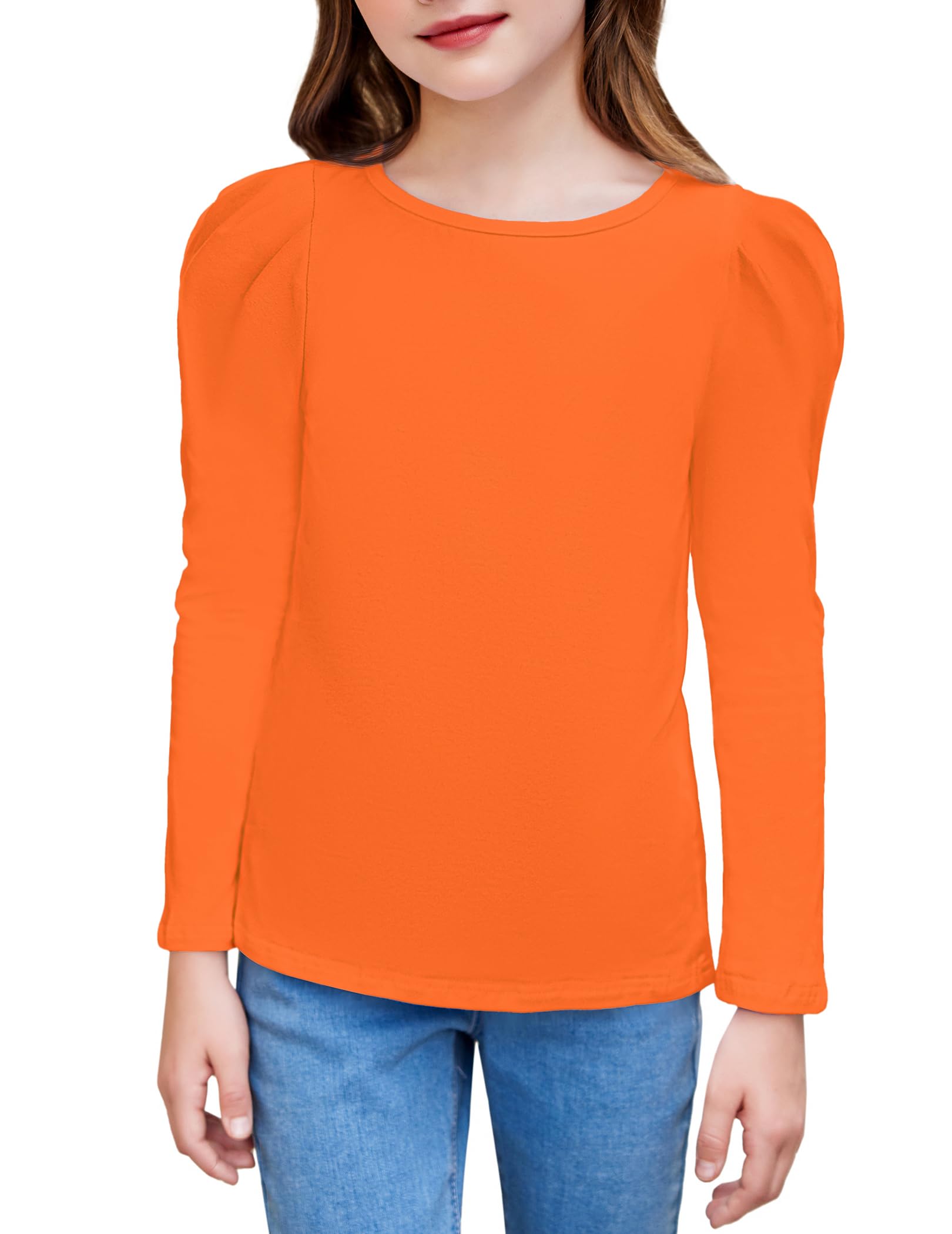 Arshiner Girls Puff Sleeve Long Sleeve Shirt - Casual Crewneck Tunic Blouse Top for Kids | Perfect for School, Playdates & Family Outings