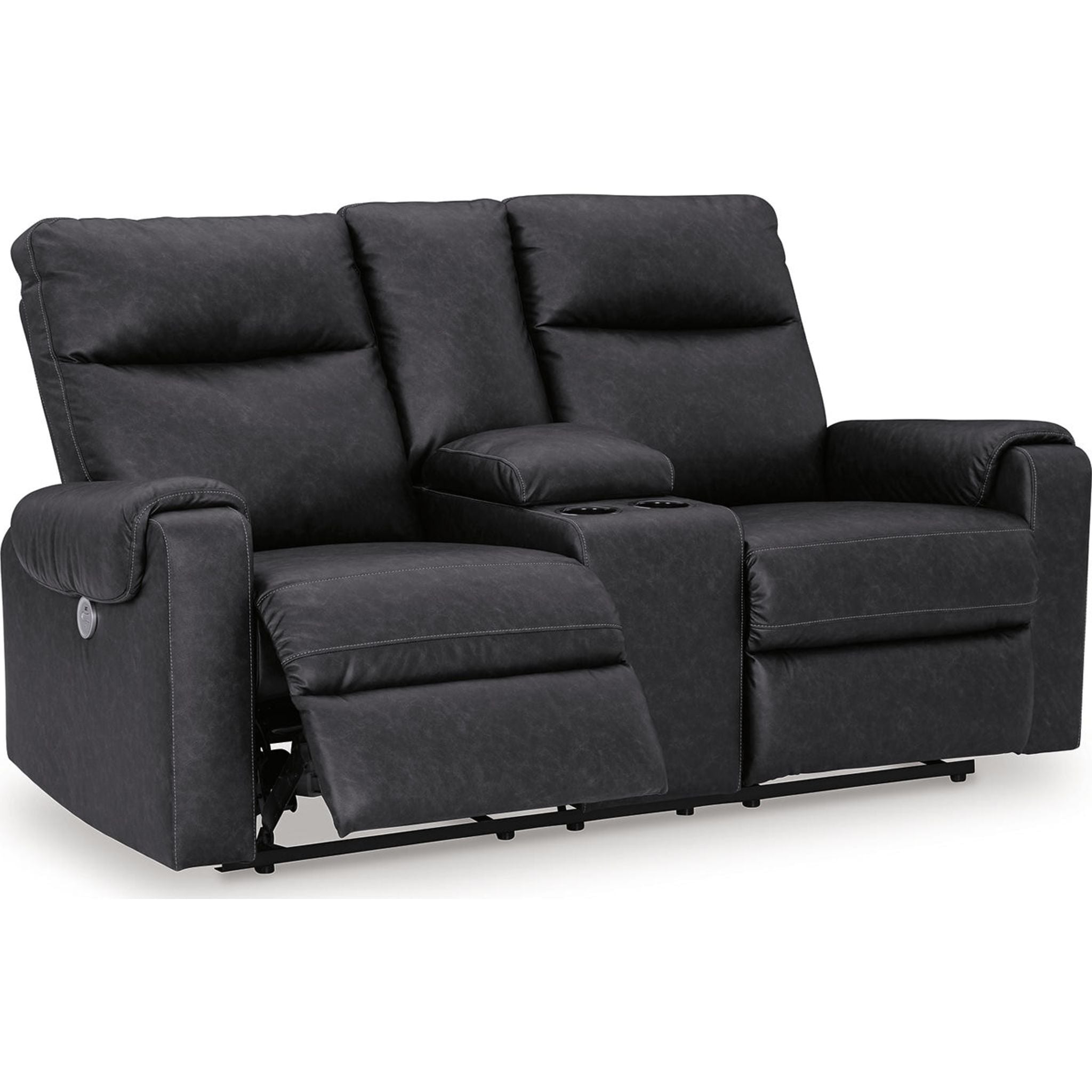 Axtellton Power Reclining Loveseat with Console in Carbon - Modern Electric Recliner Sofa for Living Room, Home Theater & Relaxation