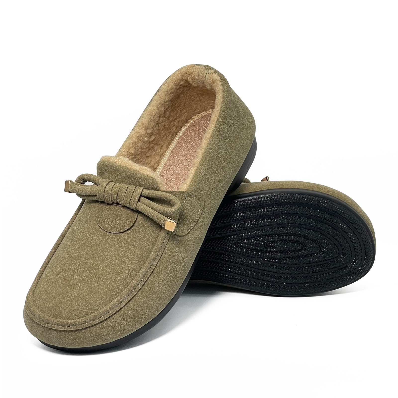 Women's Cozy Moccasin Slippers with Faux Fur & Memory Foam - Lightweight Micro Suede Loafers for Indoor/Outdoor Use - Anti-Skid Sole House Shoes for Winter Warmth, Lounging & Errands