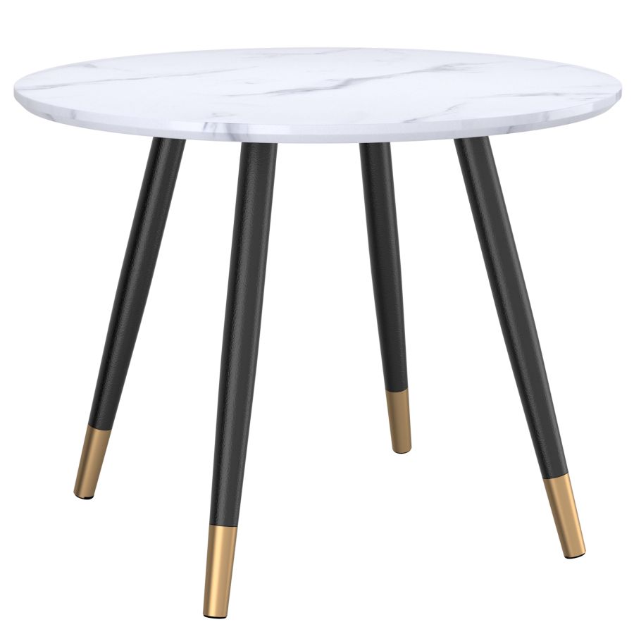 Premium Marble-Look Round Dining Table - Modern & Elegant 60-Inch Kitchen Table for Dining Room, Breakfast Nook, or Small Space - Durable & Easy to Clean Surface