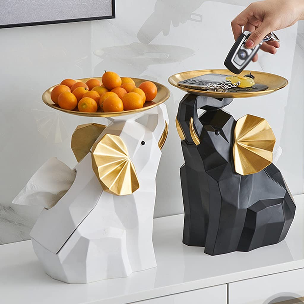 Modern White Decorative Tray for Keys, Coins & Small Items - Creative Tissue Box Holder, Desk Organizer & Home Decor - Perfect for Entryway, Office Desk, and Living Room Storage Solutions