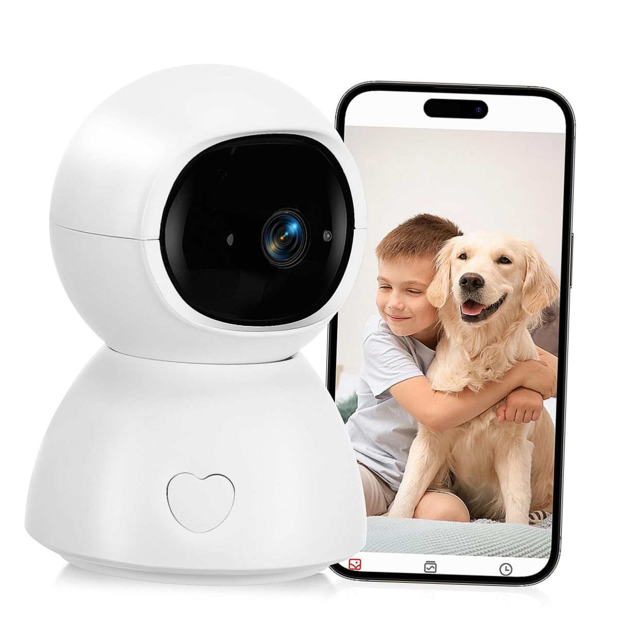 ULDIGI Indoor Pet Camera - 1080P HD WiFi Pet Monitor for Dogs & Cats, Night Vision, 2-Way Audio, Motion Detection - White Plastic Home Security Camera (Perfect for Pet Owners & Home Surveillance)