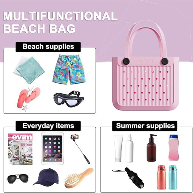Waterproof & Washable Rubber Eva Handbags for Women - Large Travel, Beach, Pool & Sports Tote Bag - Perfect for Gym, Vacation & Outdoor Activities