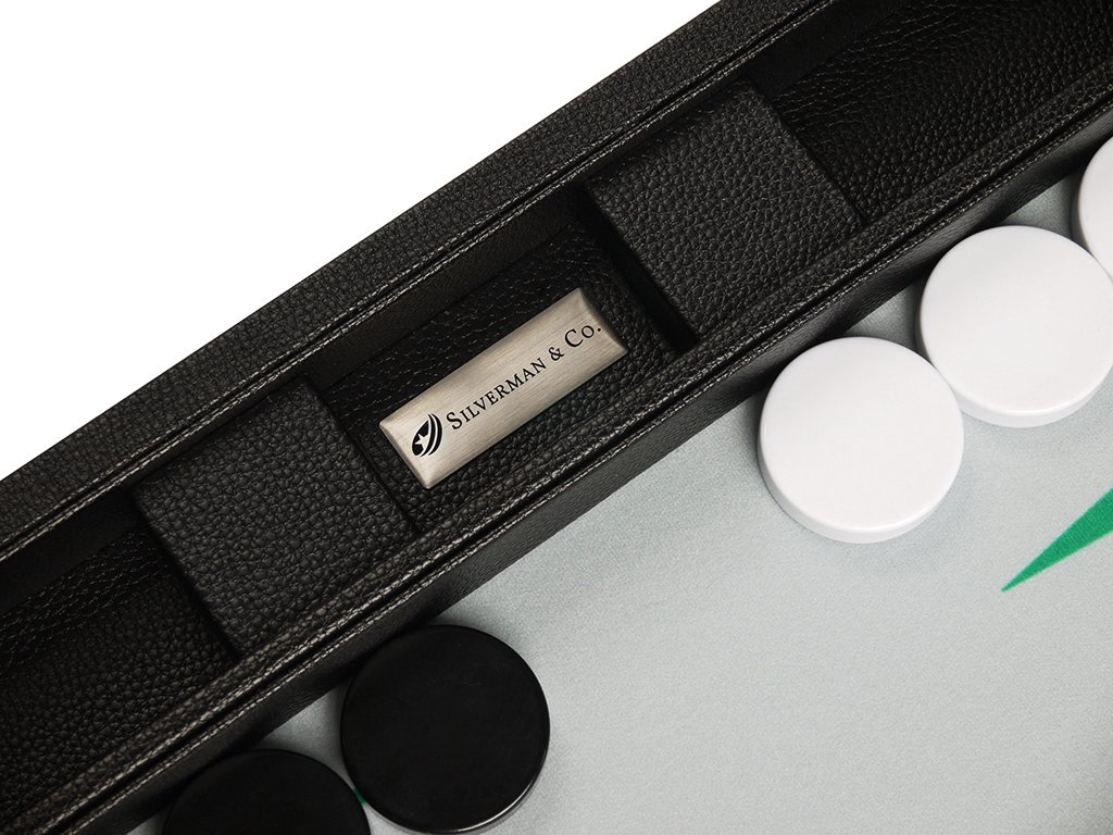 Premium 19-Inch Backgammon Set - Large Wooden Board with Black Finish & White/Green Points - Perfect for Game Nights, Travel, and Gifts