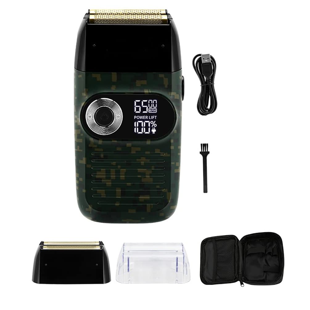 Professional Electric Razor for Men - Rotary Motor Foil Shaver with Hair Cleaning System, Cordless Rechargeable Wet/Dry Shaving Machine (Green with Travel Case) - Perfect for Home Use, Travel & Grooming Gifts