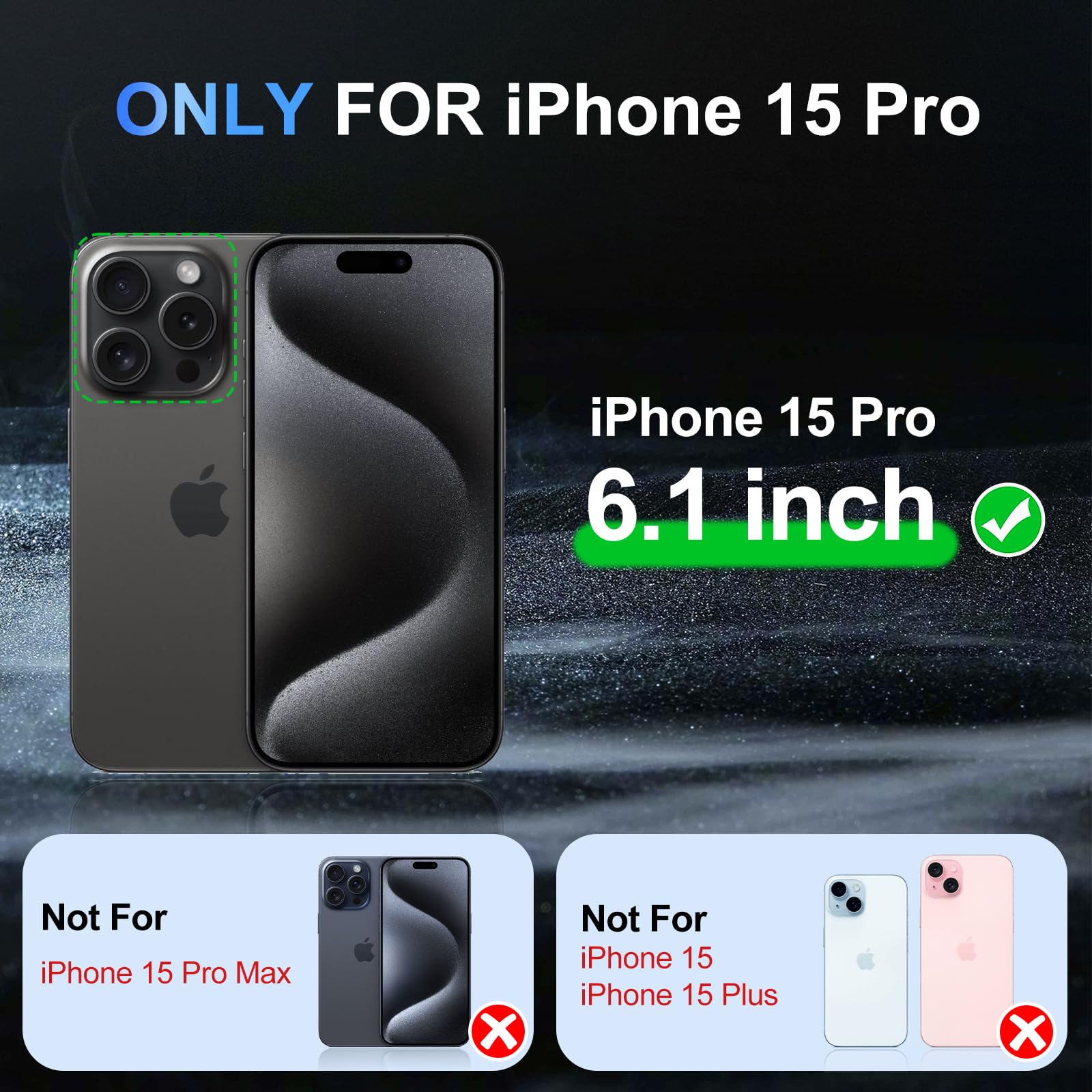 Beasyjoy Rugged Waterproof Case for iPhone 15 Pro (6.1