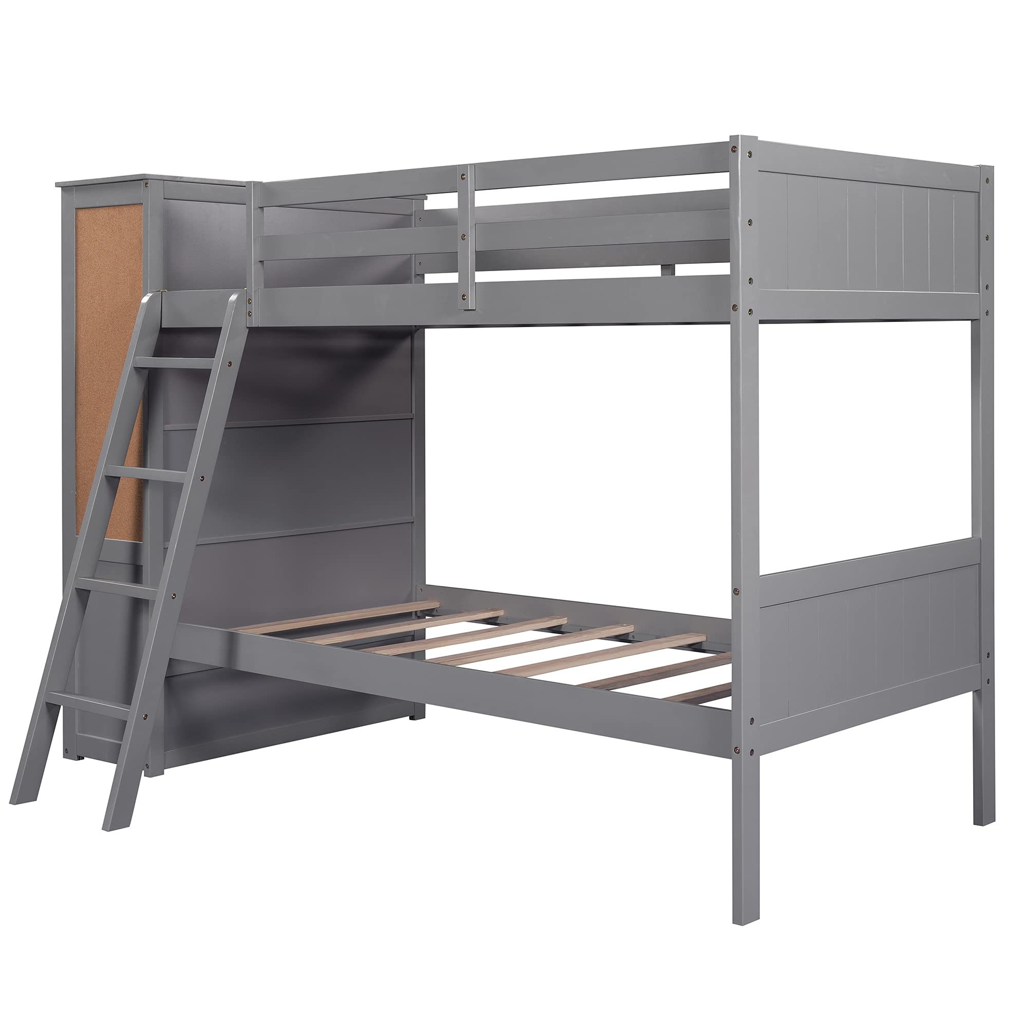 Kids Twin Over Twin Bunk Bed with Guardrails & Ladder - Space-Saving for Small Rooms