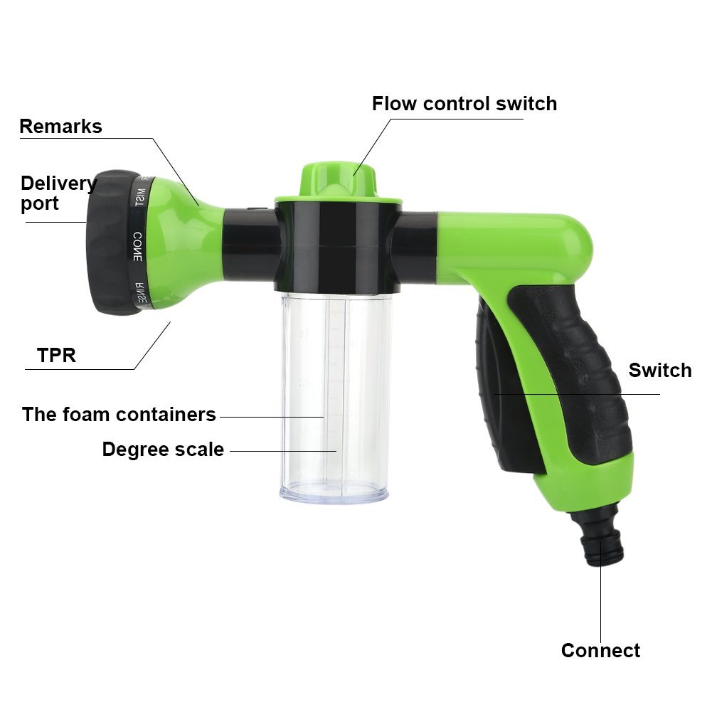 **ViaGasaFamido High Pressure Car Wash Gun - 6M Foam Sprayer Blaster with Adjustable Nozzle for Car Washing, Pet Showering & Plant Watering (Green) - Perfect for Home, Garage & Outdoor Cleaning**
