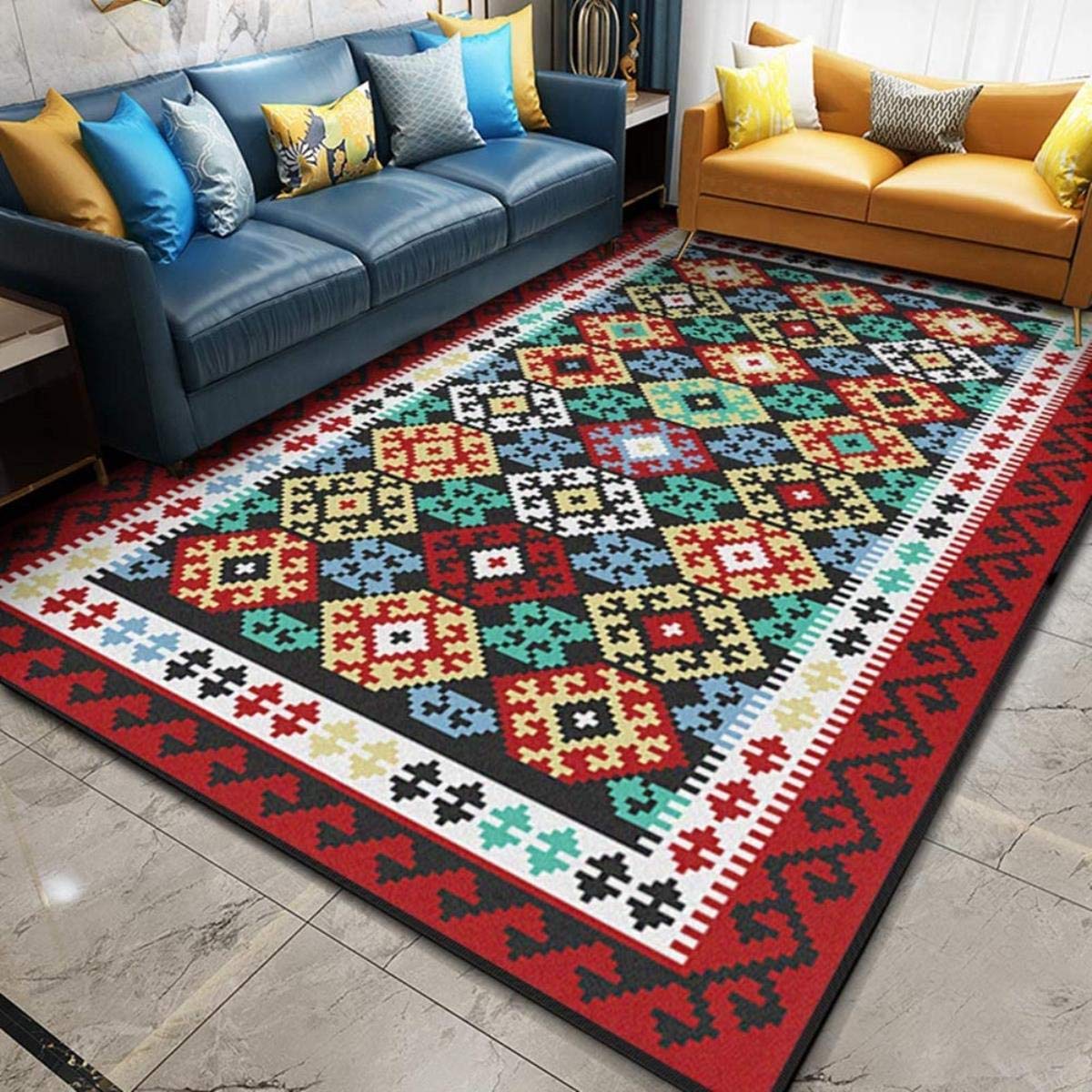 Super Soft Bohemian Shag Area Rug - 4.6'x6.5' Vintage Ethnic Indoor Carpet for Living Room, Bedroom & Kids Room Decor | Cozy Home Accent for Family Gatherings & Relaxation