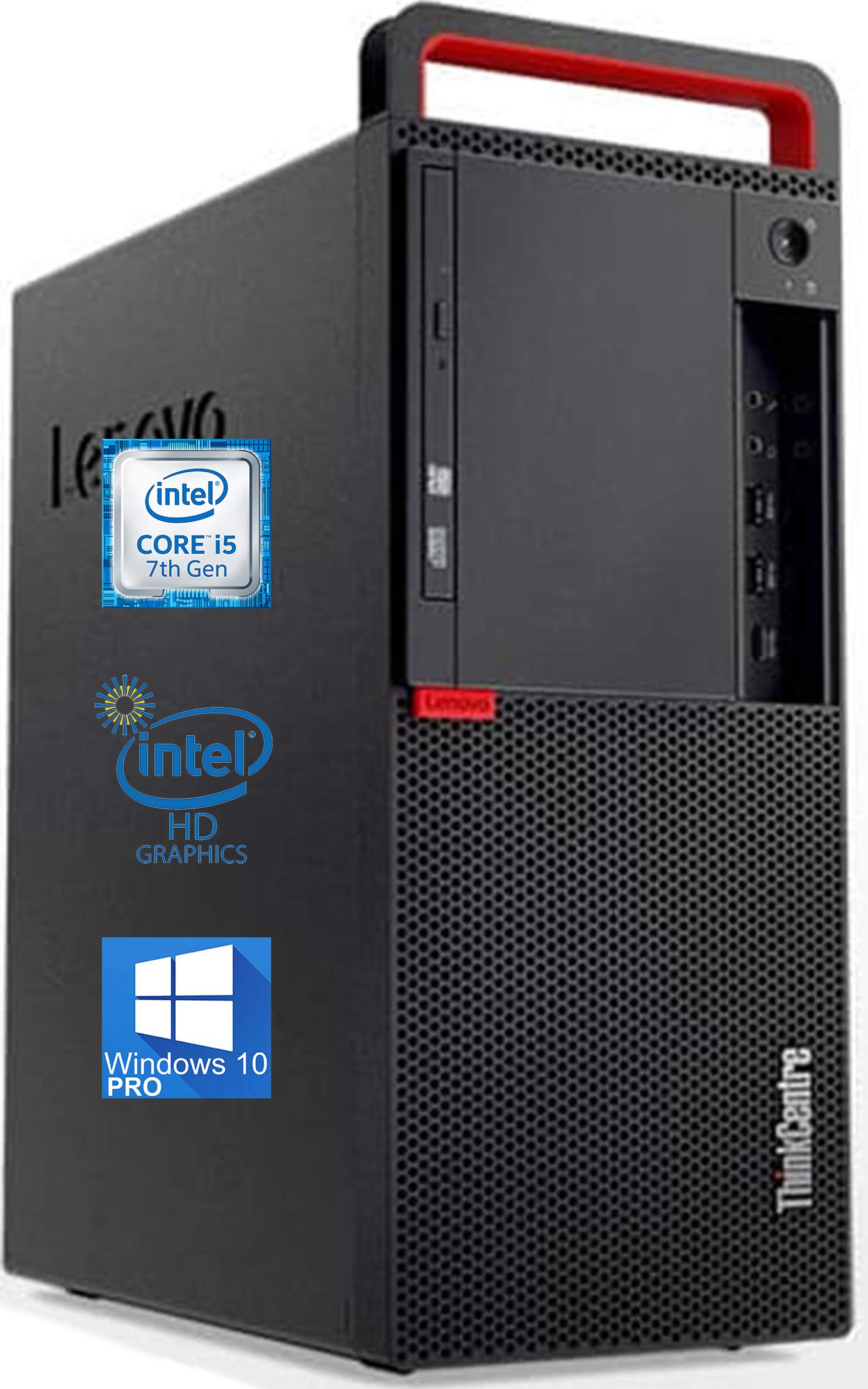 Lenovo ThinkCentre M910T Tower Desktop Computer - Intel Core i5-7500 up to 3.8GHz, 16GB RAM, 256GB SSD, WiFi, Bluetooth, DisplayPort, HDMI 4K Support, DVD-RW - Windows 10 Pro (Renewed) - Perfect for Home Office, Business Workstations & Gaming Setups