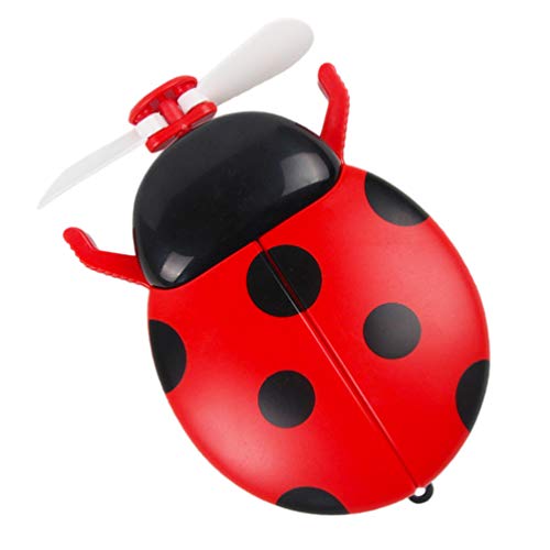 VALICLUD Portable USB Fan with LED Mirror - Mini Handheld Makeup Mirror & Cooling Fan for Women, Girls - Perfect for Travel, Outdoor, and Cosmetic Touch-Ups (Red Ladybug Design)