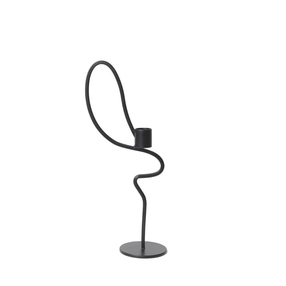 FERM LIVING Valse Black Candle Holder - Modern Scandinavian Home Decor for Dining Table, Wedding Centerpiece & Cozy Living Room Ambiance
