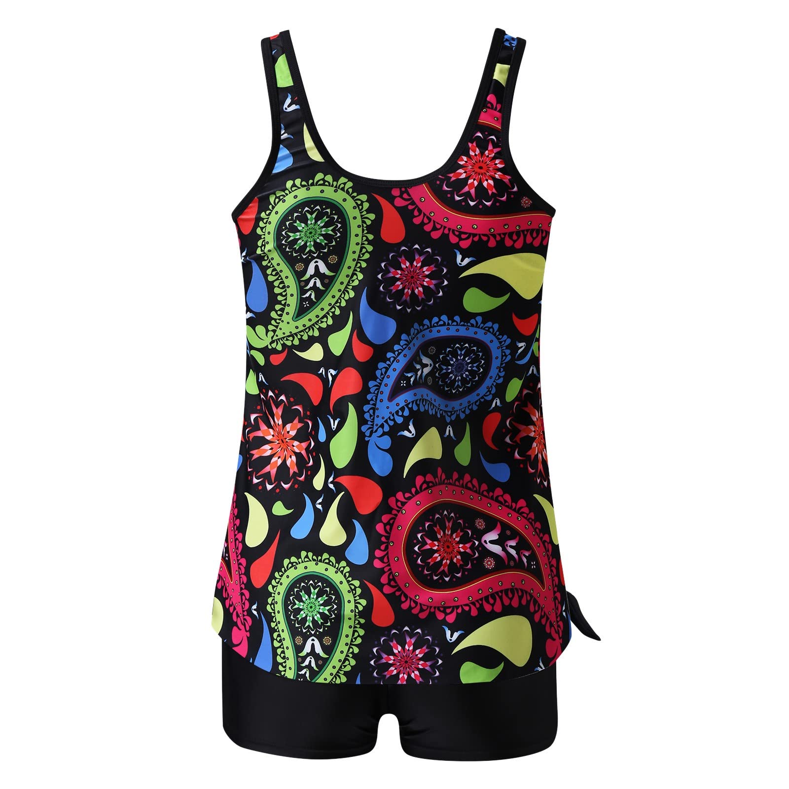 Trendy 2024 Women's Tankini Swimsuits - Two Piece Bathing Suits with Sling Swim Top & Shorts, Floral Print Beach Swimwear for Pool, Vacation & Summer Water Activities