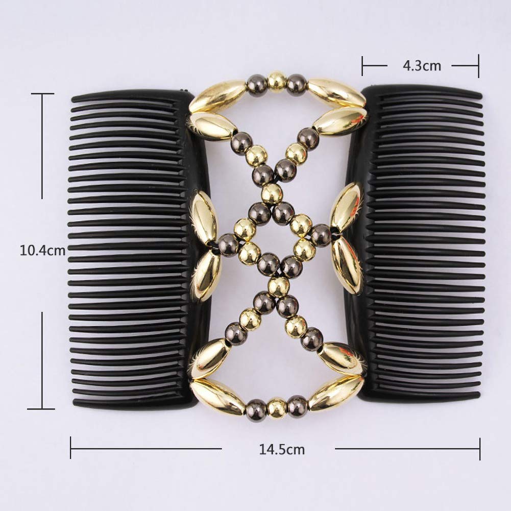 Magic Elastic Hair Clips for Women - Stretchy Beaded Hair Combs for Girls, Perfect for Parties & Weddings