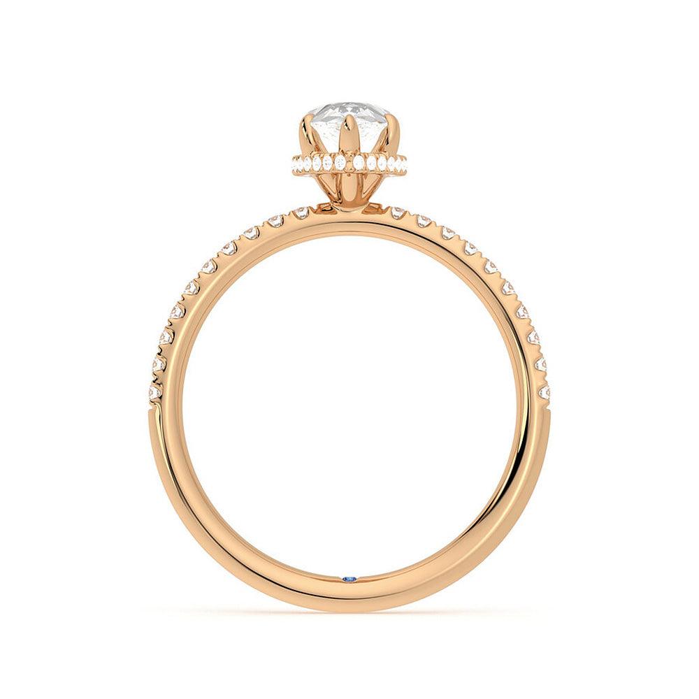 Pear Shaped Moissanite Engagement Ring with Hidden Halo & Anniversary Stone Accent - Elegant Wedding Proposal Jewelry for Brides & Anniversary Gifts