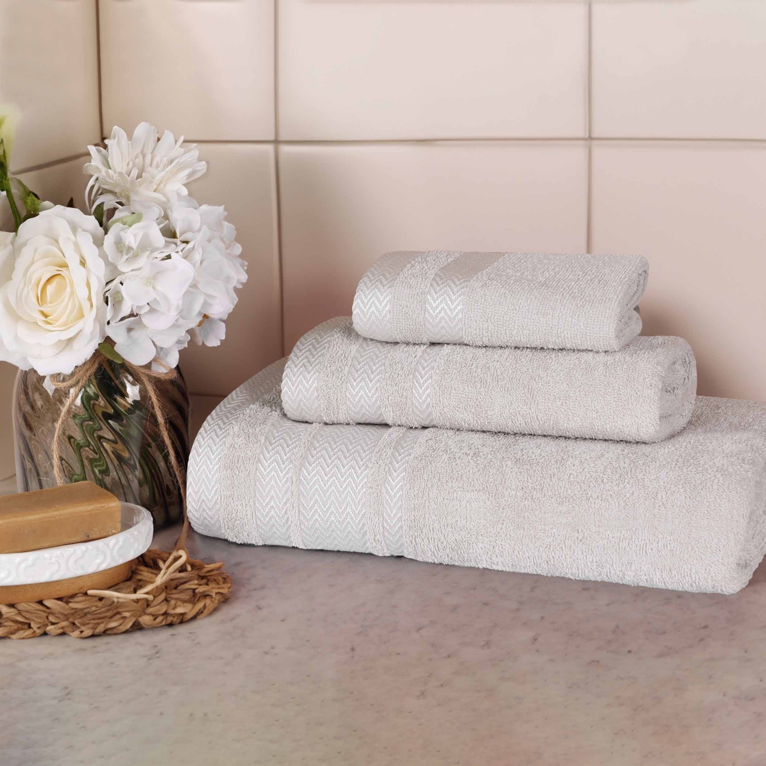 Premium Hays Cotton Medium Weight 3-Piece Bath Towel Set - Soft & Absorbent for Spa, Gym, and Home Use