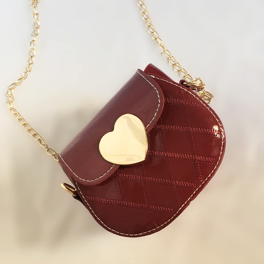 **Girls' Patent Leather Saddle Crossbody Bag - Stylish Shoulder Purse for Kids (Red) | Perfect for School, Parties & Everyday Use**
