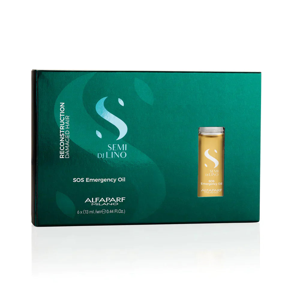 Alfaparf Milano Semi Di Lino Reconstruction Reparative SOS Emergency Oil - 6x13ml Hair Treatment for Damaged & Dry Hair - Perfect for Salon Use & At-Home Hair Care