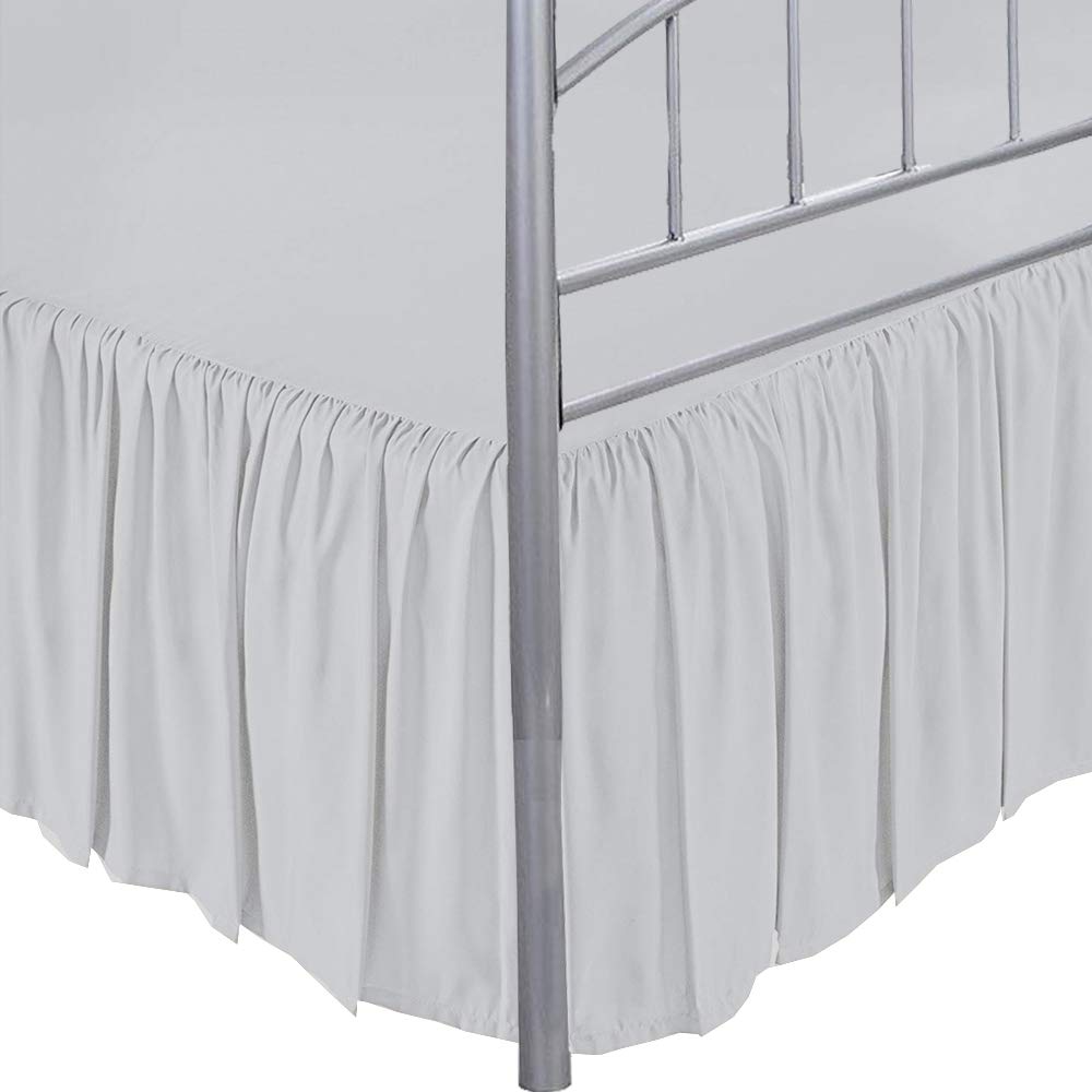 ARlinen Ruffled Bed Skirt with Split Corners - Light Grey Twin XL, Gathered Style Easy Fit for 6