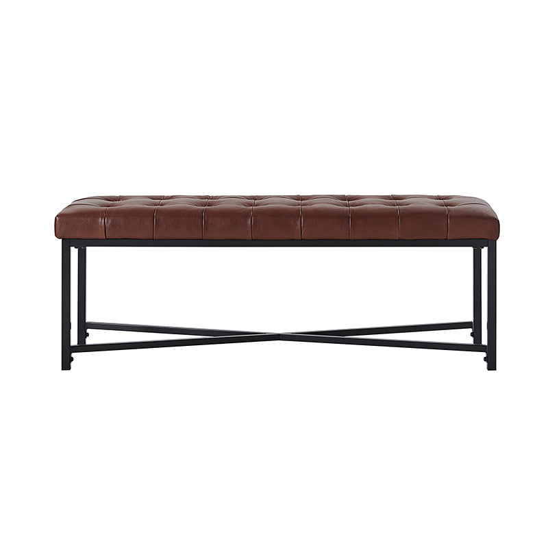 Arnold Versatile Elegance: Genuine Leather Bench with Button Tufted Design - Perfect for Living Room, Bedroom & Entryway Decor