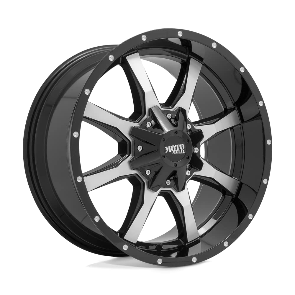 Moto Metal MO970 20x12 5x5.0/5.5 Gloss Black Machined Wheel -44mm Offset - Perfect for Trucks, Jeeps & Off-Road Vehicles