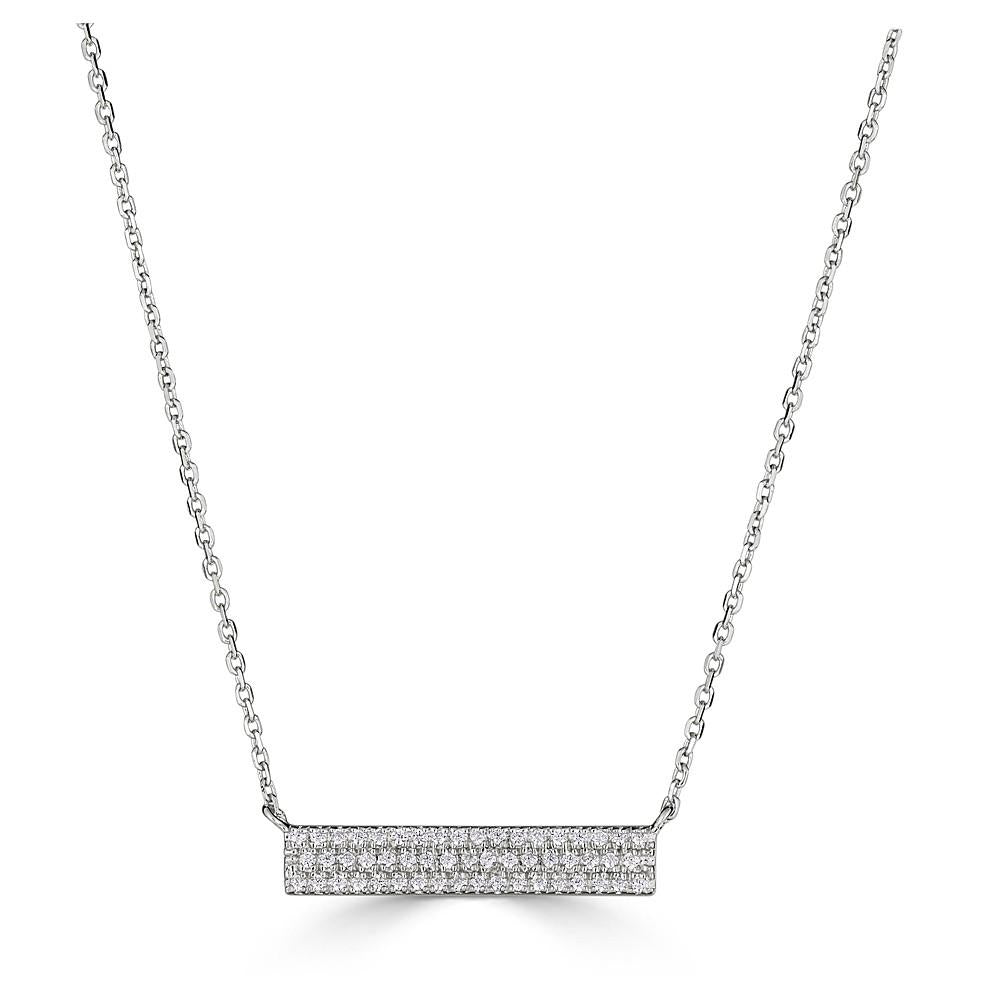 14K Gold 0.17 CTW Diamond 3 Row Bar Necklace for Women - Elegant Layered Pave Pendant Jewelry Gift for Anniversary, Birthday & Special Occasions