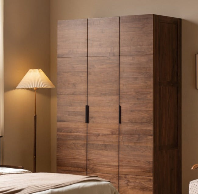 Premium Black Walnut Solid Wood Wardrobe Closet - Spacious Storage for Bedroom, Walk-In Closet & Guest Room Organization