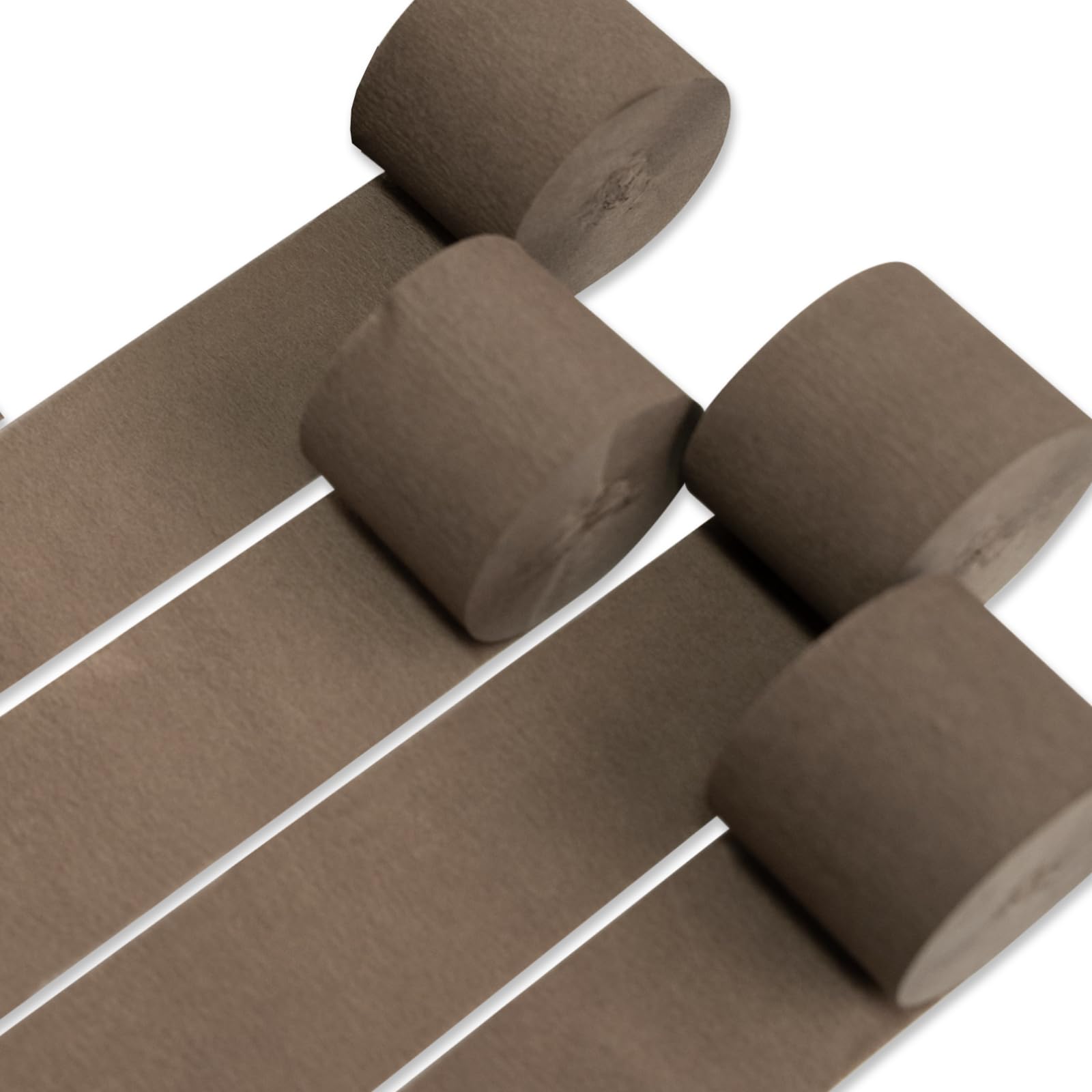 PartyWoo Crepe Paper Streamers - 4 Rolls (328ft Total) Brown Party Decorations for Birthday, Wedding & Events - 1.8