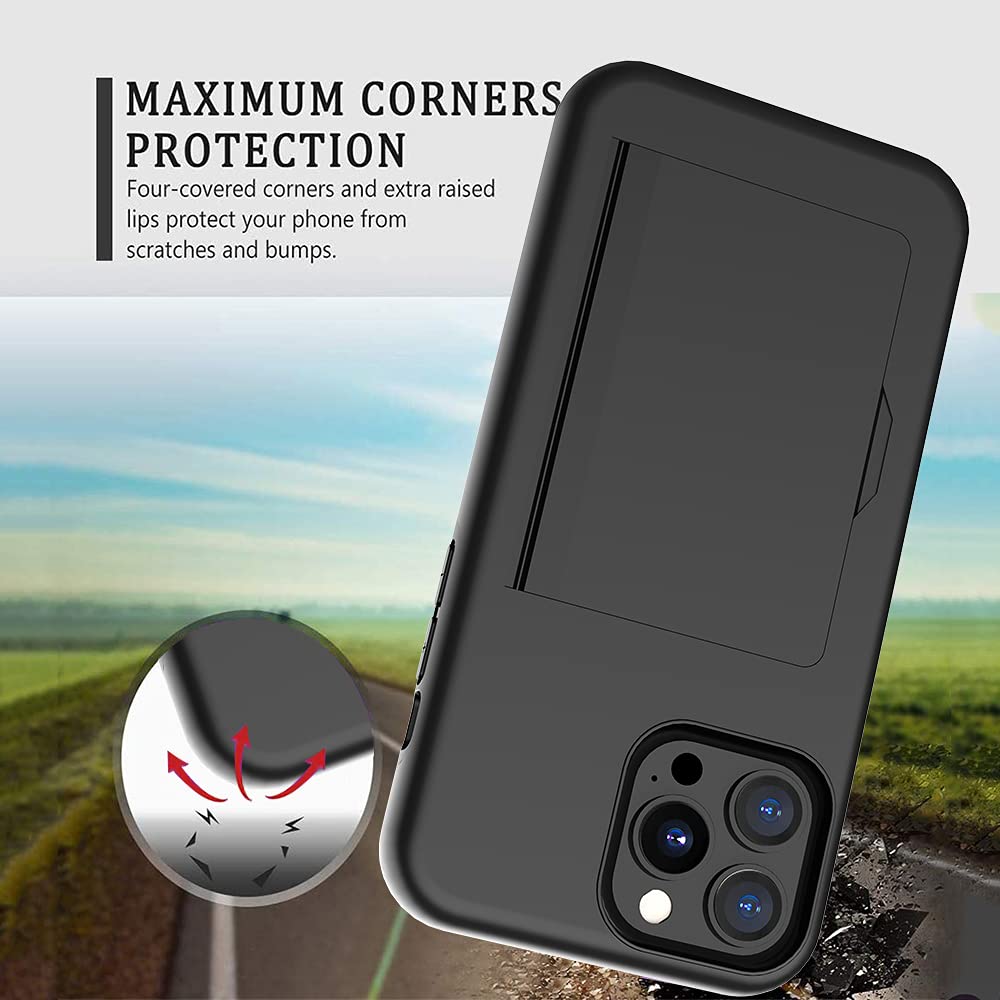 Premium iPhone 13 Pro Max Wallet Case with Built-in Card Holder & Credit Card Slots - Shockproof Protective Cover (Blue) - Perfect for Everyday Use, Travel & On-the-Go Convenience