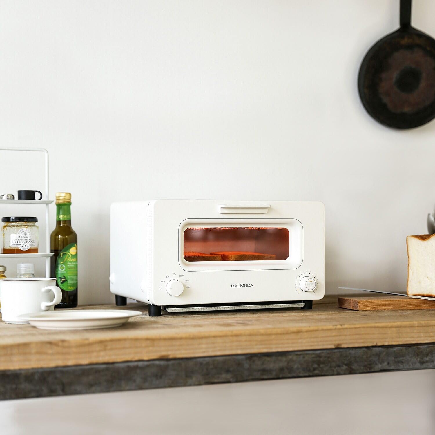 BALMUDA The Toaster Steam Oven - 5 Cooking Modes for Sandwich, Artisan Bread, Pizza & Pastry | Precise Temperature Control with Steam Technology | Includes Baking Pan | US Version in White | Perfect for Home Kitchens & Small Batch Baking