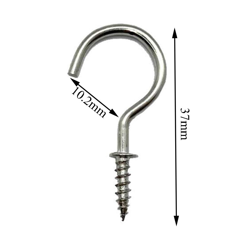 50 Pcs Nickel Plated Screw-in Ceiling Hooks - 1 Inch Silver Cup Hooks for Cabinet, Shelf & Home Organization | Perfect for Hanging Plants, Lights & Decor