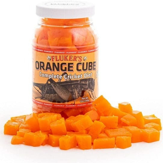 Fluker's Orange Cube Complete Cricket Diet - High Protein Cricket Food for Reptiles, Amphibians & Birds | Ideal for Feeding Bearded Dragons, Chameleons & Frogs | Convenient Nutrition for Pet Feeders