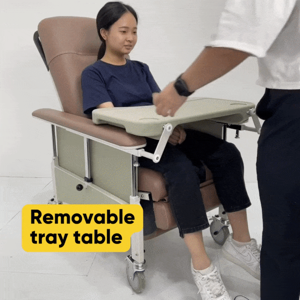 Portable Reclining Chair for Elderly with Removable Tray - Perfect for Nursing Homes, Hospitals & Home Care Comfort