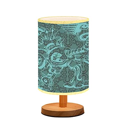 Robotic Eagle Table Lamp with Wooden Flaxen Fabric Shade - Minimalist Nightstand Lamp for Bedroom, Living Room, Office - Perfect for Breastfeeding, Reading & Relaxing - Decorative LED Desk Light with Seamless Background Design