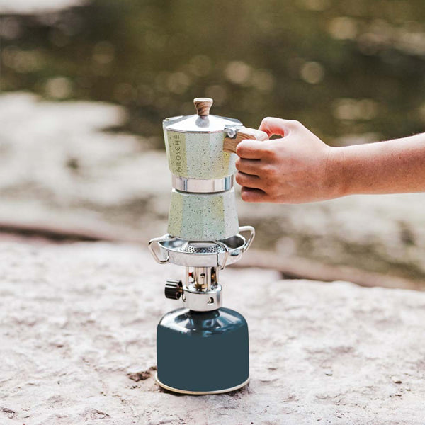 GROSCHE Milano Stovetop Espresso Maker - 3 Cup Italian Coffee Maker for Stove Top - Durable Stoneware Design - Perfect for Home, Office & Camping Coffee Brewing