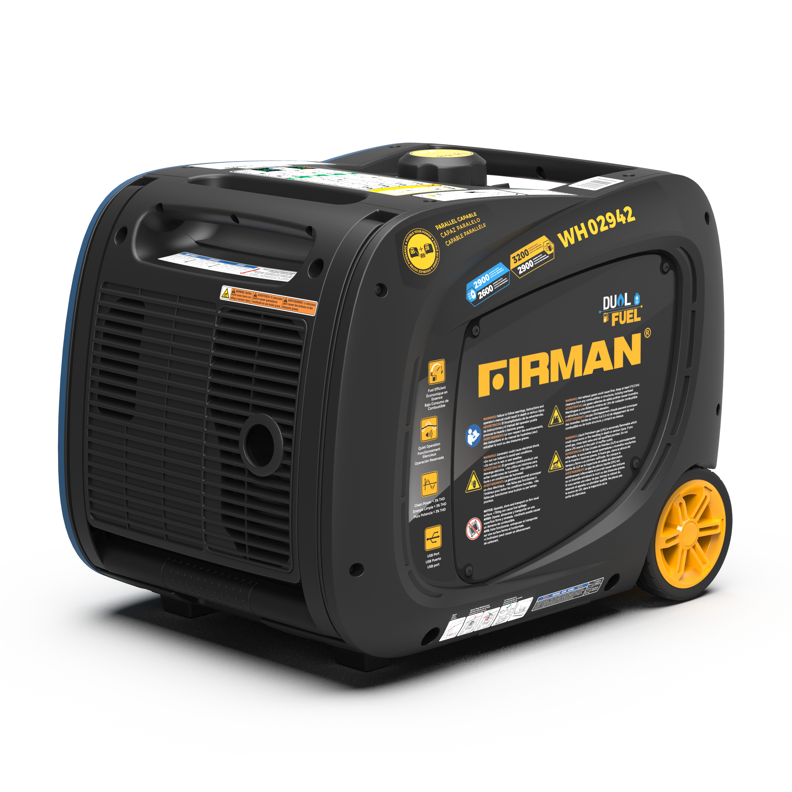 3200W Dual Fuel Inverter Generator with Electric Start - Portable Power for Camping, RV Trips & Emergency Backup
