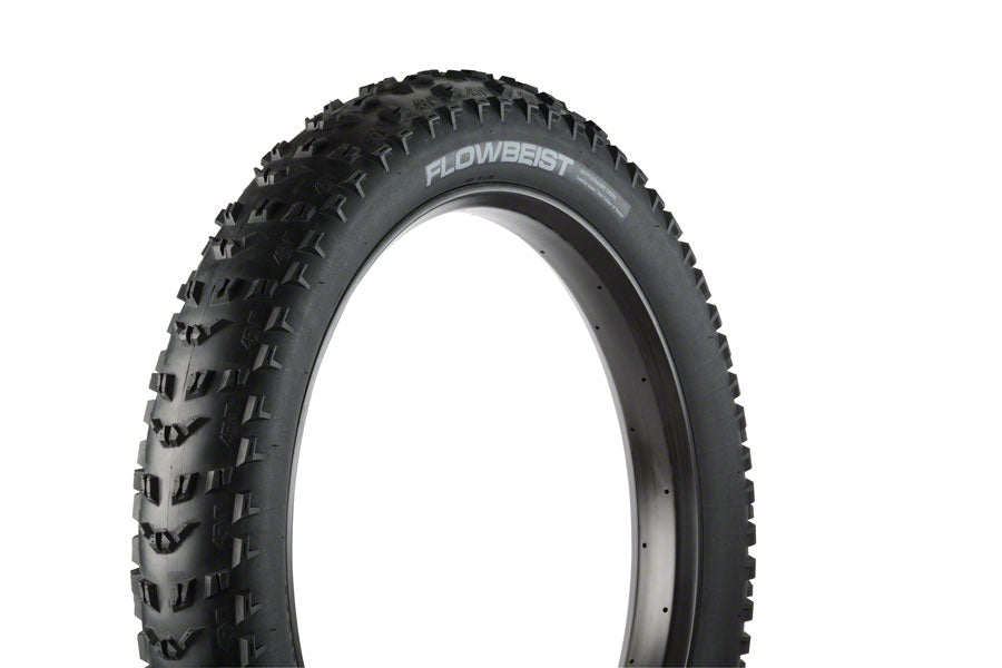 45NRTH Flowbeist 26 x 4.6 Fat Bike Tire - 120 TPI Tubeless Folding MTB Tire for Snow, Sand & Trail Riding - Black All-Terrain Bicycle Tire for Winter & Off-Road Cycling