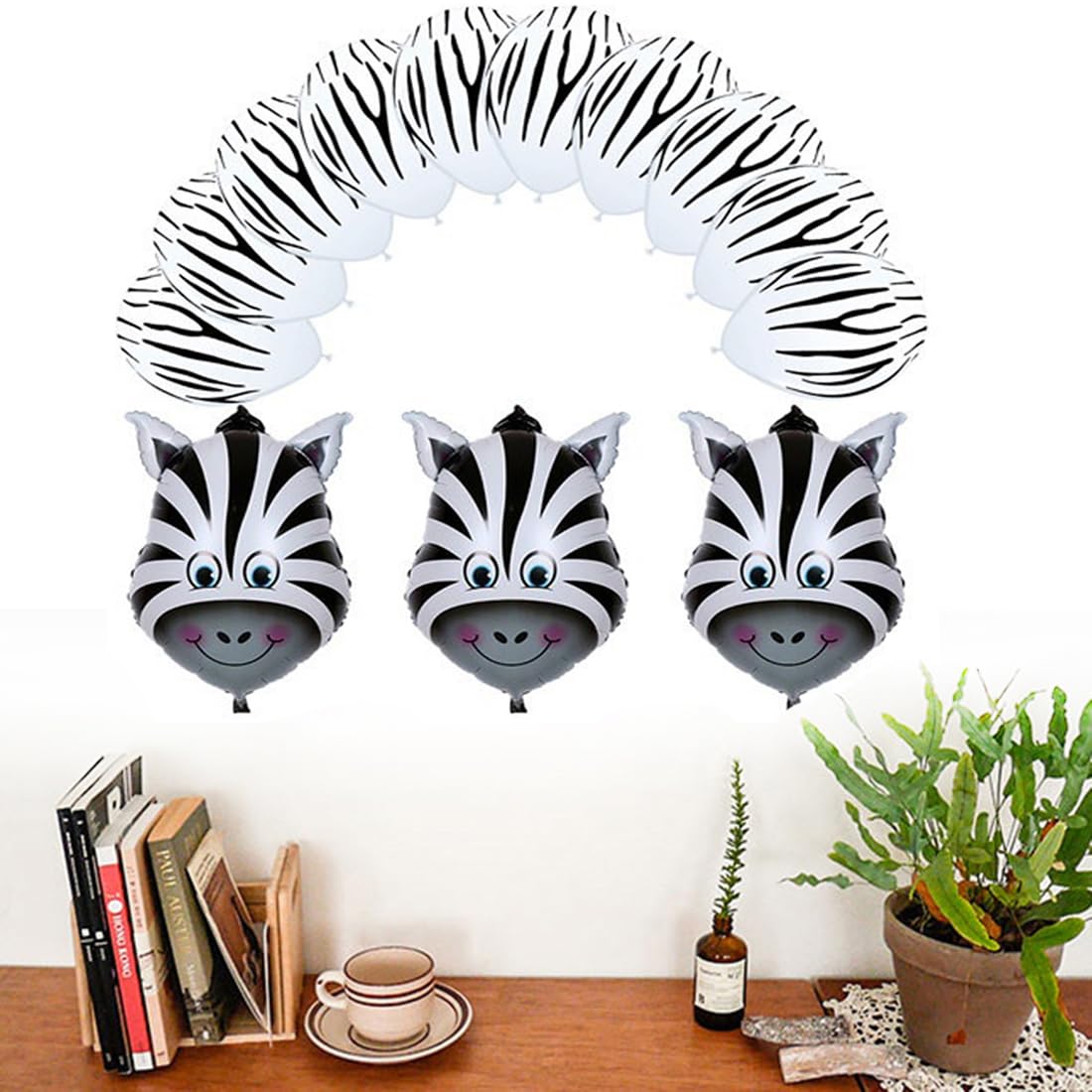 Morndew 13-Piece Zebra Foil & Latex Balloon Set - Forest Theme Party Decor for Kids Birthday, Baby Shower & Gender Reveal - Perfect for Jungle Safari Nursery Decorations & Wild Animal Themed Events