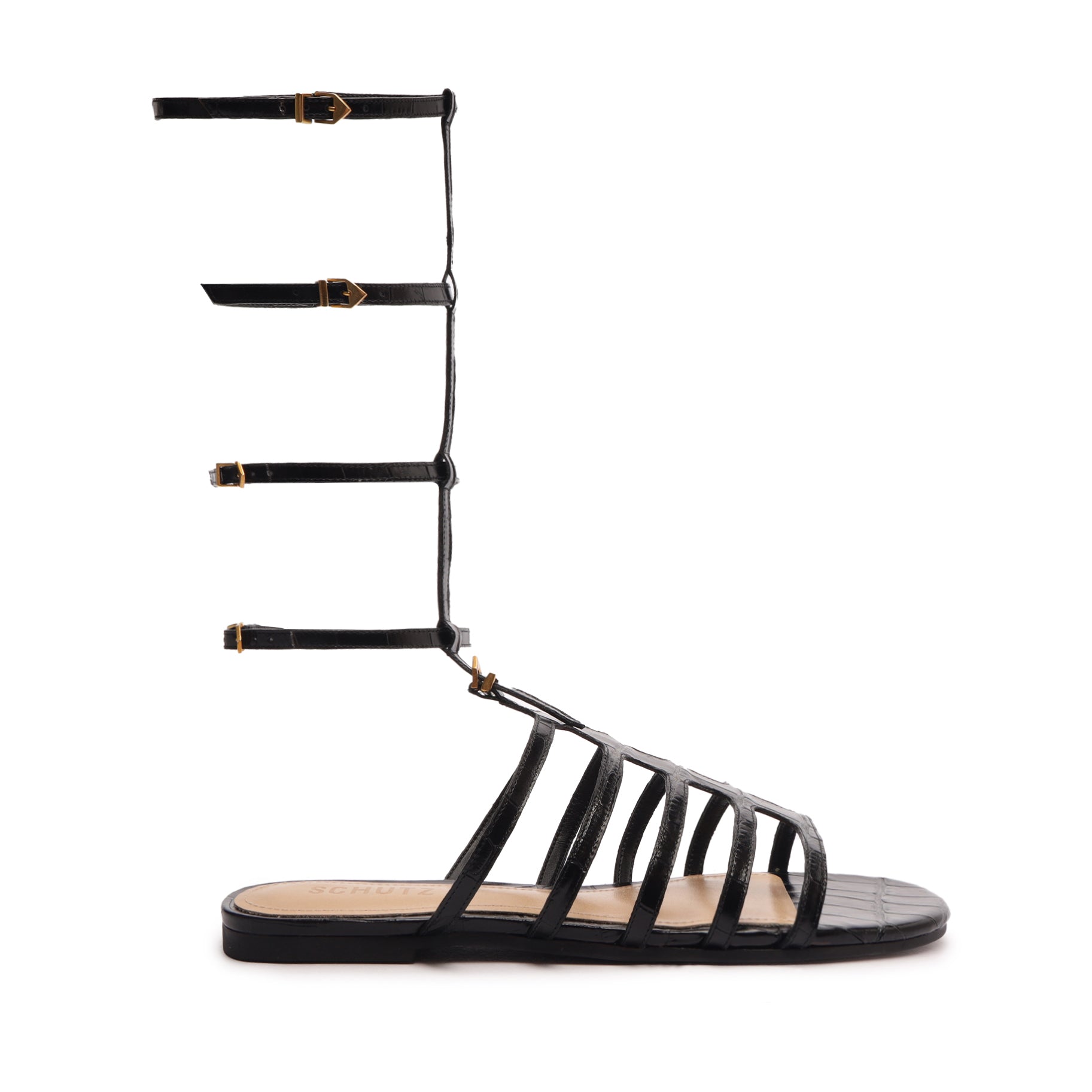 Hayden Crocodile Embossed Leather Sandals for Women - Comfortable Summer Slide Sandals with Arch Support | Perfect for Beach, Vacation, and Casual Outings