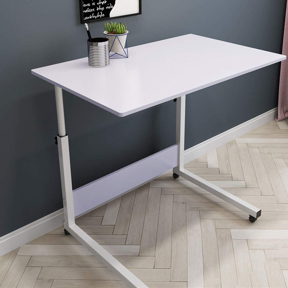 Adjustable Overbed Table with Wheels - Portable Laptop Desk for Home, Office & Hospital - Mobile Cart with Height Adjustment - 80x50cm (Color: C) - Perfect for Work, Study, Patient Care & Bedside Use