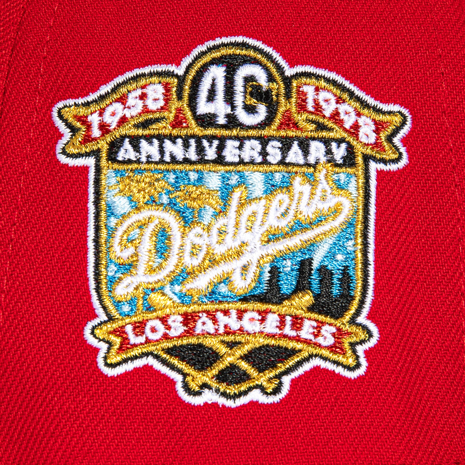 New Era 59Fifty Los Angeles Dodgers 40th Anniversary Patch Snapback Hat - Red & Black Baseball Cap for Men - Perfect for Games, Fan Events & Streetwear Fashion