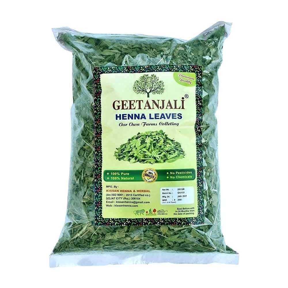 100% Organic Geetanjali Henna Mehandi Leaves for Natural Hair Coloring - Chemical-Free Herbal Hair Dye (400g) | Safe for Hands & Gray Coverage - Perfect for DIY Hair Care & Bridal Mehndi Designs