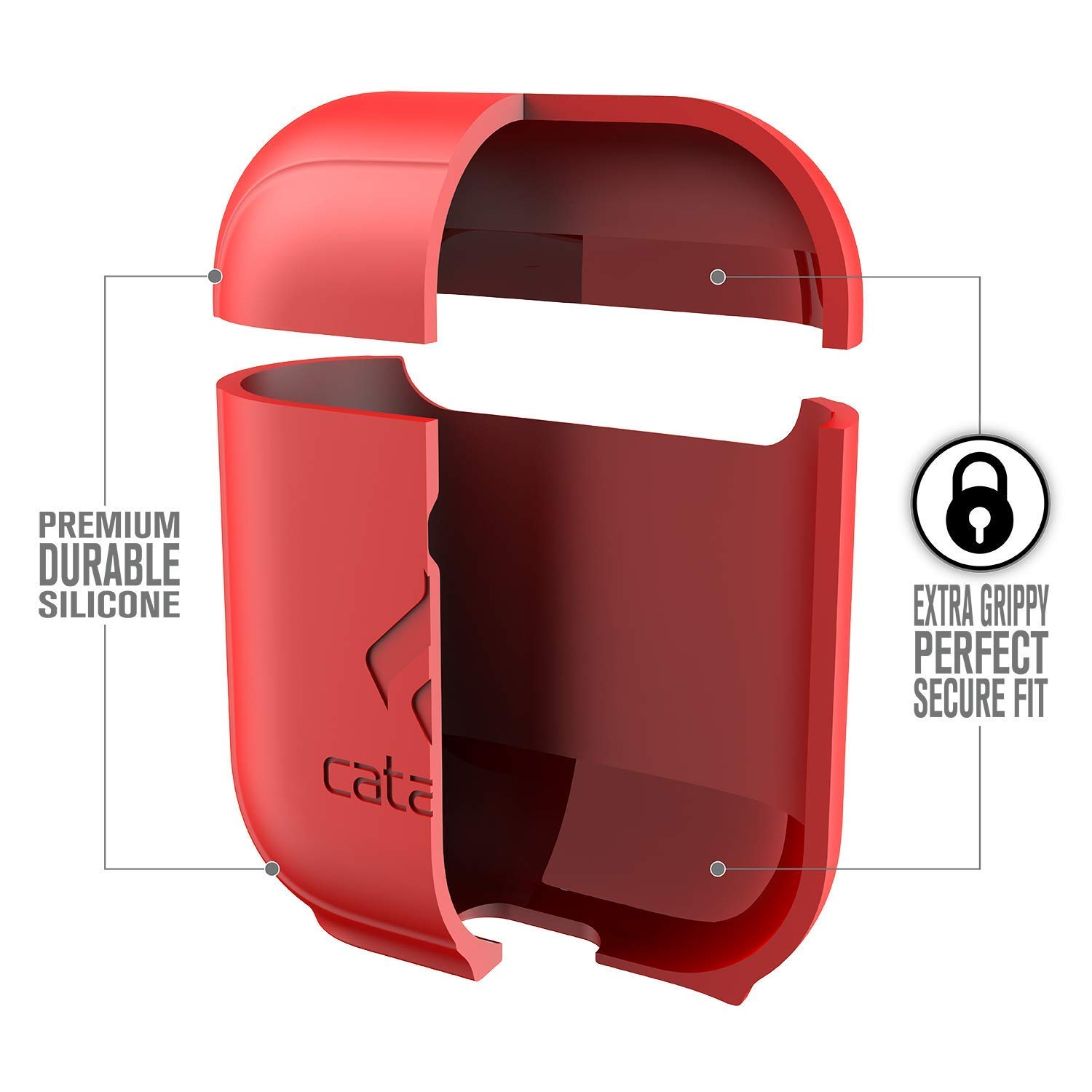 Premium Silicone Standing Case for AirPods 1 & 2 - Wireless Charging Compatible, Visible Charging Light, High-Grip Glossy Finish (Flame Red) - Perfect for Gym, Travel & Everyday Protection