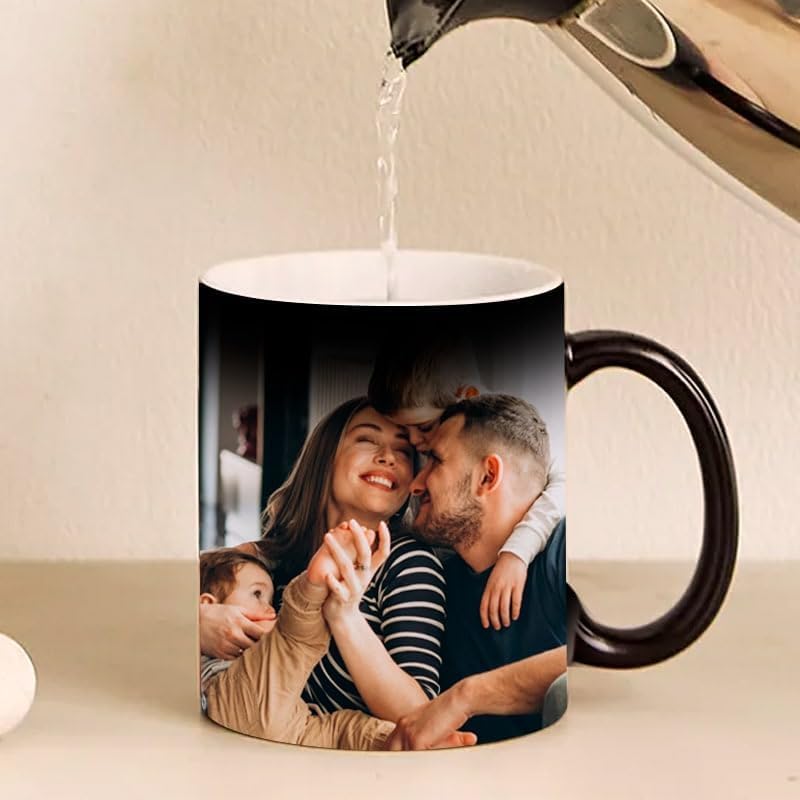 Personalized Ceramic Photo Mug - Custom Quote & Image Magic Mug for Mom, Mother's Day, Birthday Gifts - 11oz (325ml) Black Coffee Cup - Perfect for Surprise Gifts, Office Use & Family Celebrations