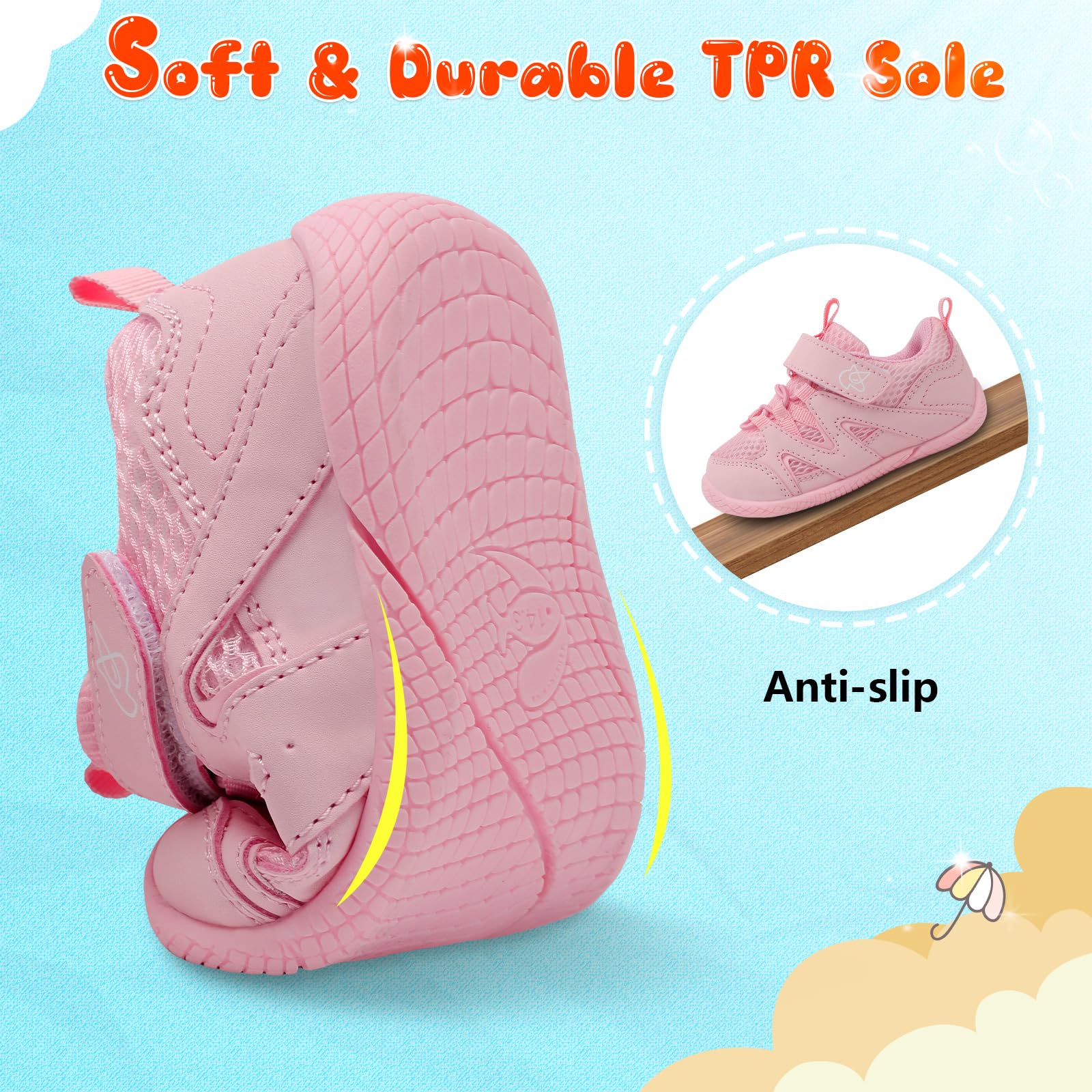 LeIsfIt Baby Walking Shoes for Boys & Girls - Non-Slip First Walkers, Breathable Toddler Sneakers, Soft Sole Infant Crib Shoes - Perfect for First Steps, Indoor Play & Outdoor Adventures