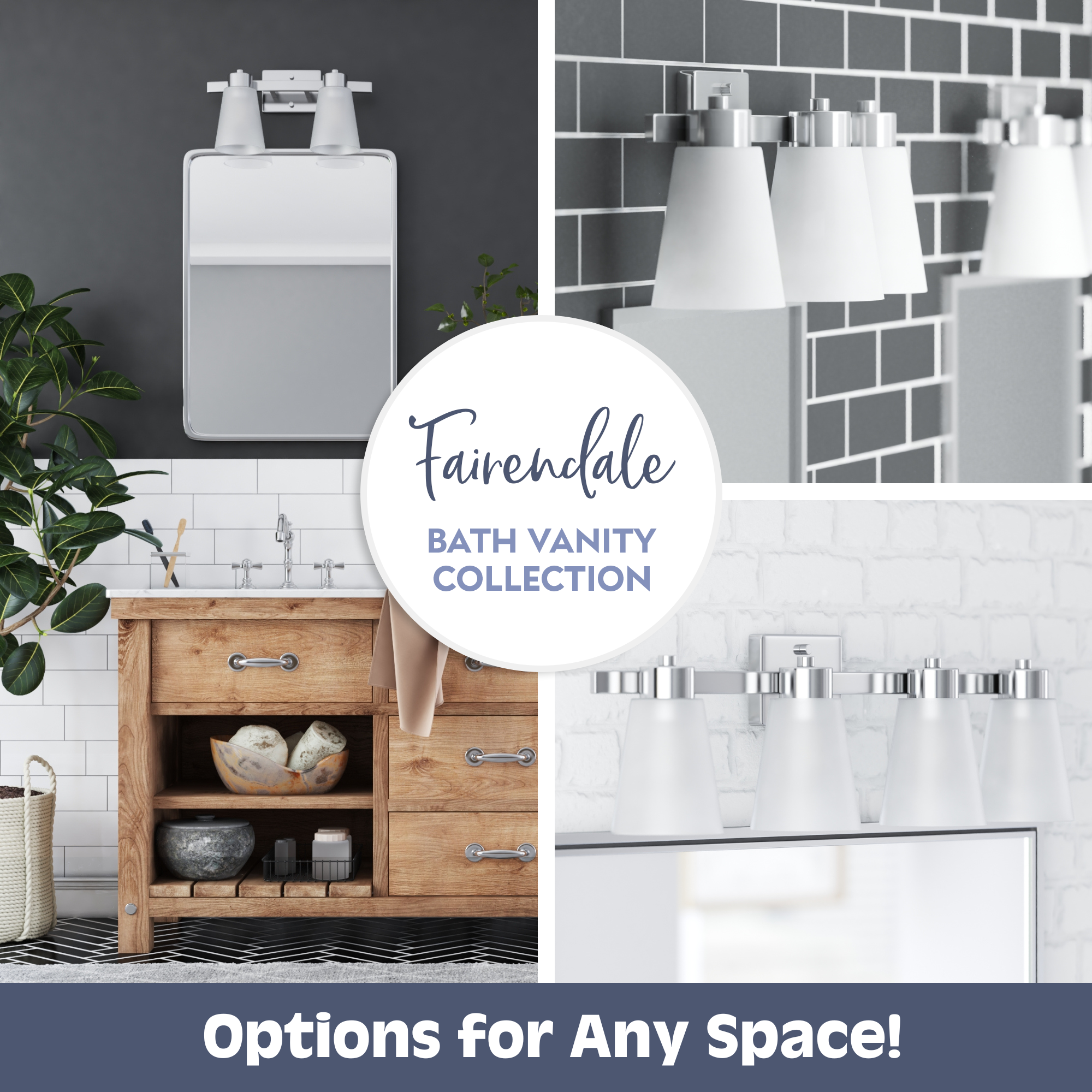 Fairendale 2-Light Vanity Light Fixture with Frosted Glass Shades and Brushed Nickel Finish - Perfect for Bathroom, Bedroom, or Dressing Room Lighting