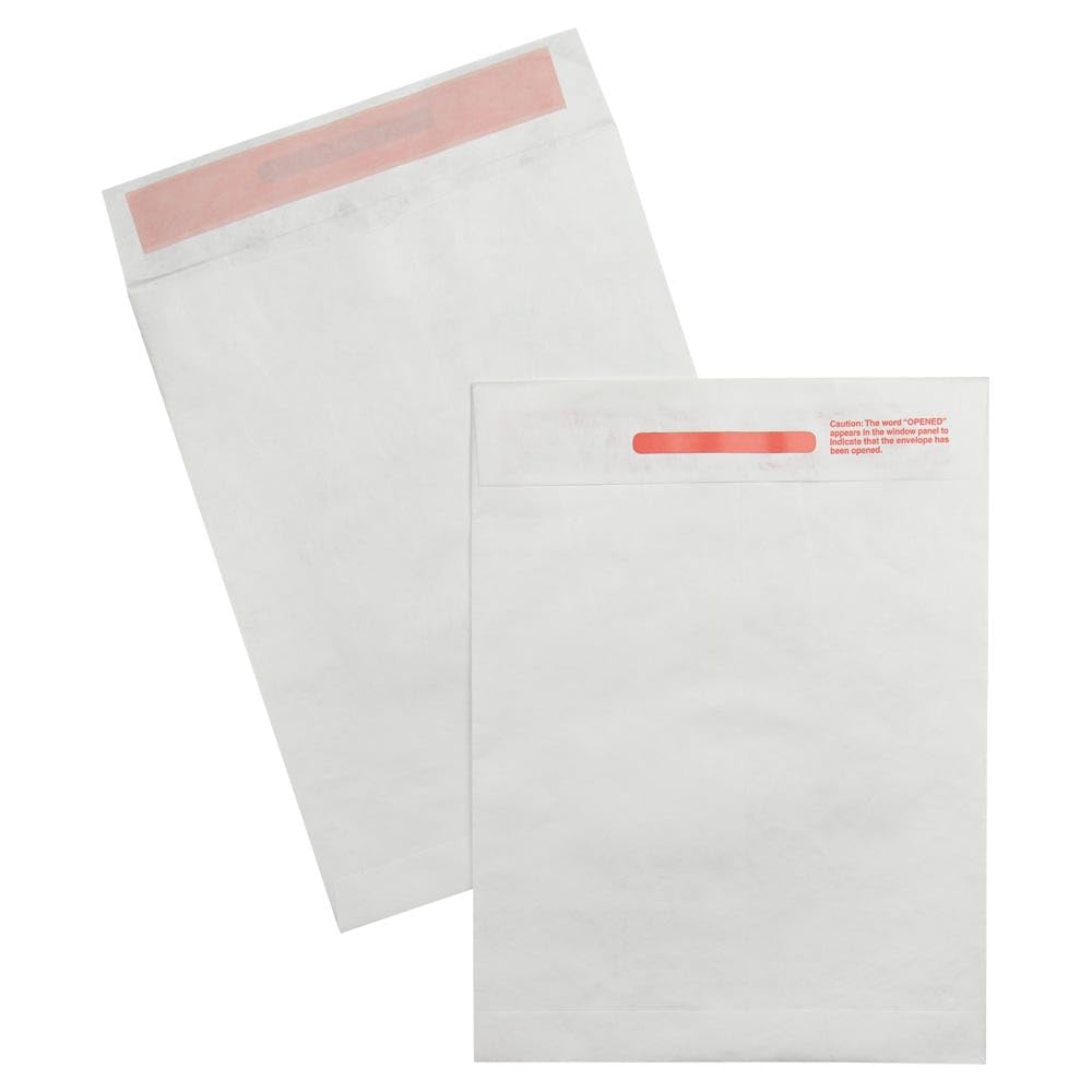 LUXPaper 9 x 12 Open End Tyvek Envelopes - Tamper Evident Peel & Press Security Mailers - 14lb White Text (Pack of 500) - Perfect for Legal Documents, Medical Records & Secure Shipping