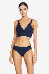 Robin Piccone Navy Amy Halter Bikini Top - Women's Swimwear for Beach & Pool - Perfect for Summer Vacations and Tropical Getaways