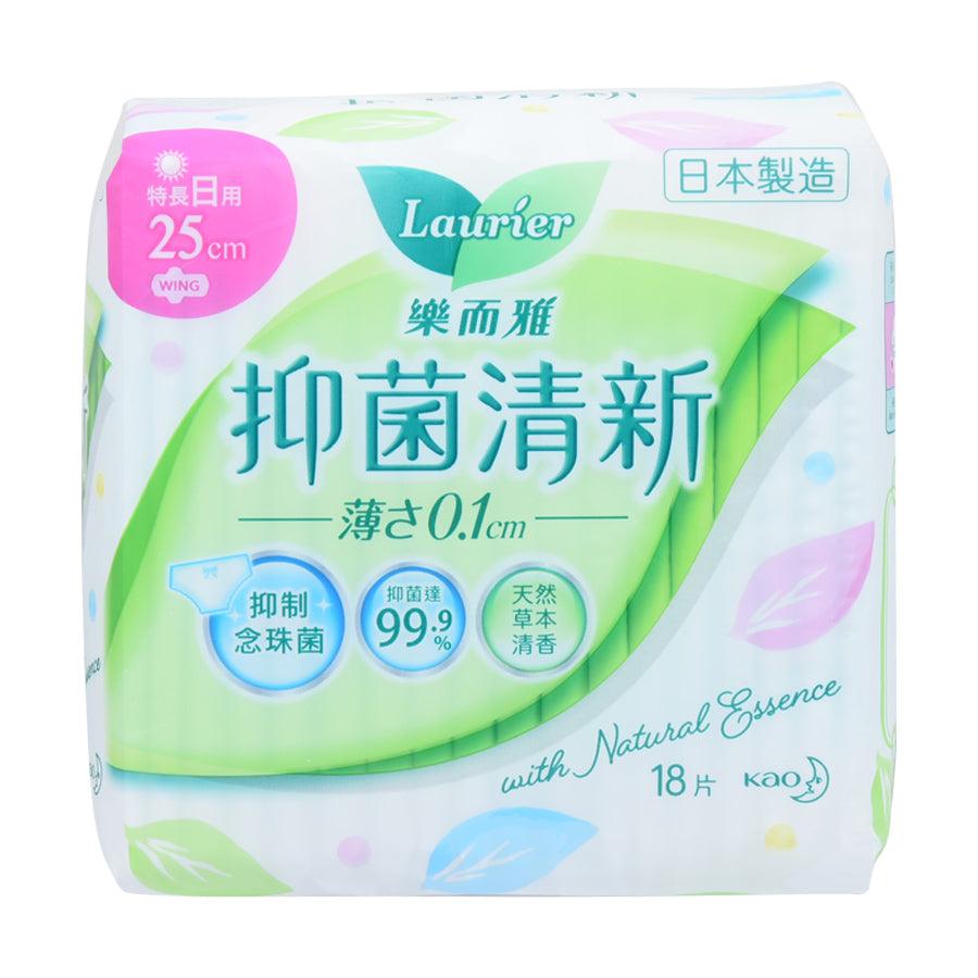 LAURIER Anti Bacteria Ultra Slim Day Pads 25cm (18pcs) - Super Absorbent & Odor Control for Daily Protection, Light Flow & Discreet Comfort