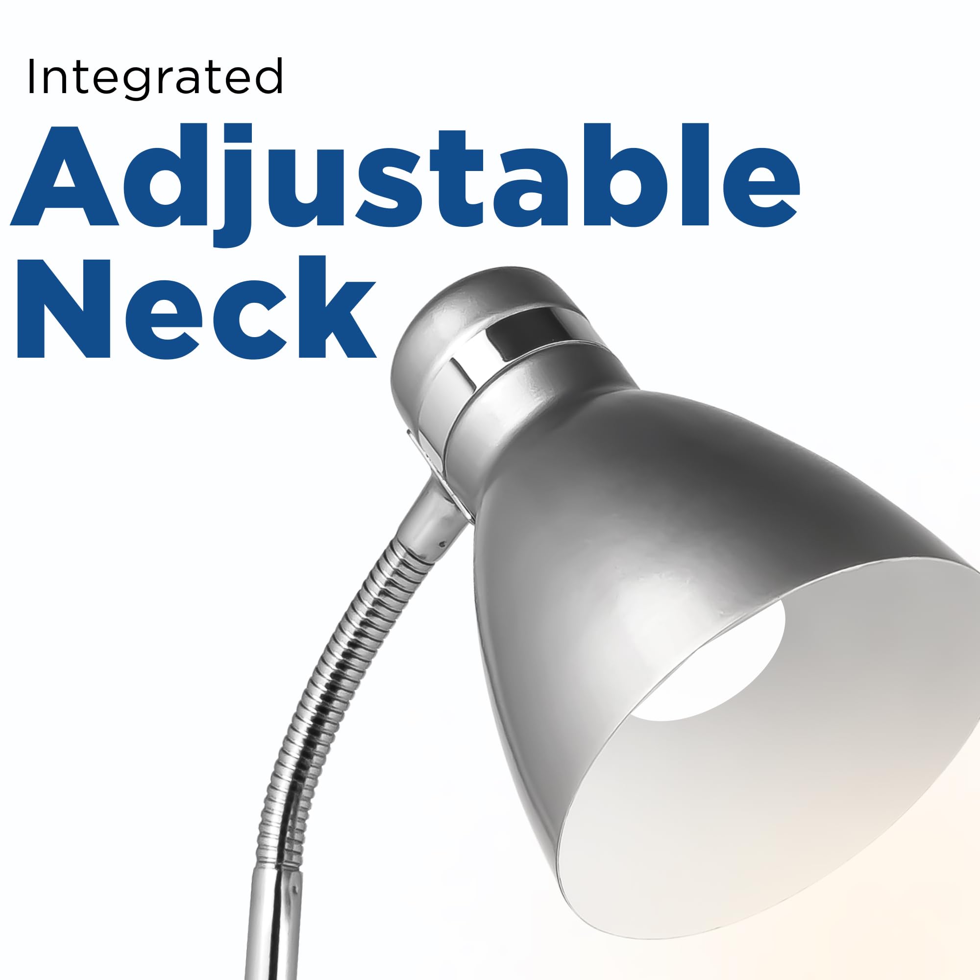 Status Madrid Adjustable Desk Lamp - Flexible LED Study Light with Silver Finish for Office, Bedroom & Home Workspace | SDL2011ESS16 | Perfect for Reading, Working & Nightstand Lighting